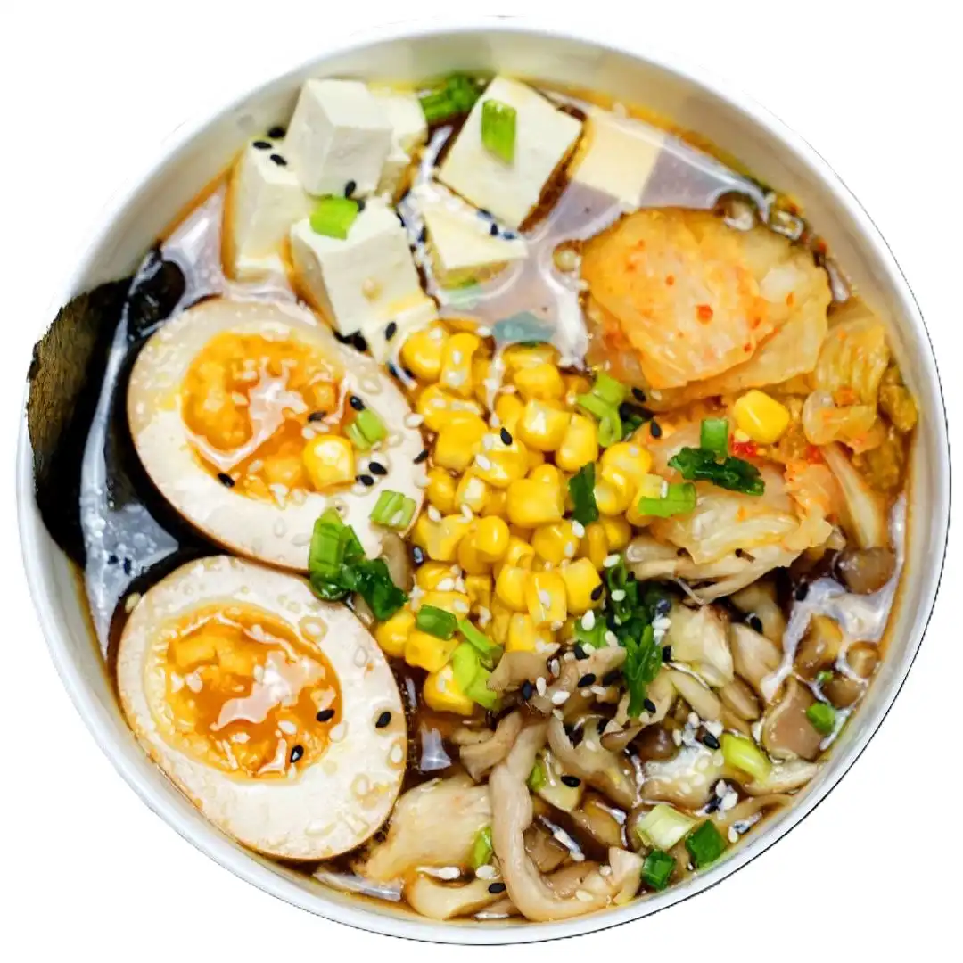 Торі рамен з тофу, грибами та капустою кімчі