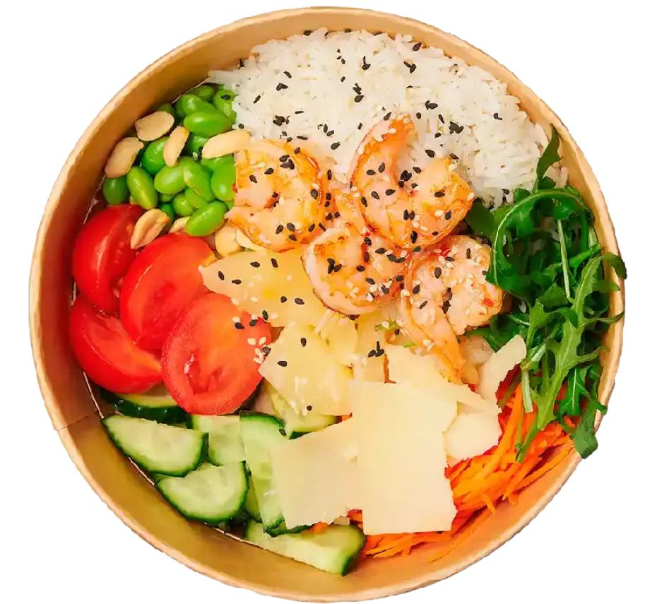 Боул з креветками та пармезаном