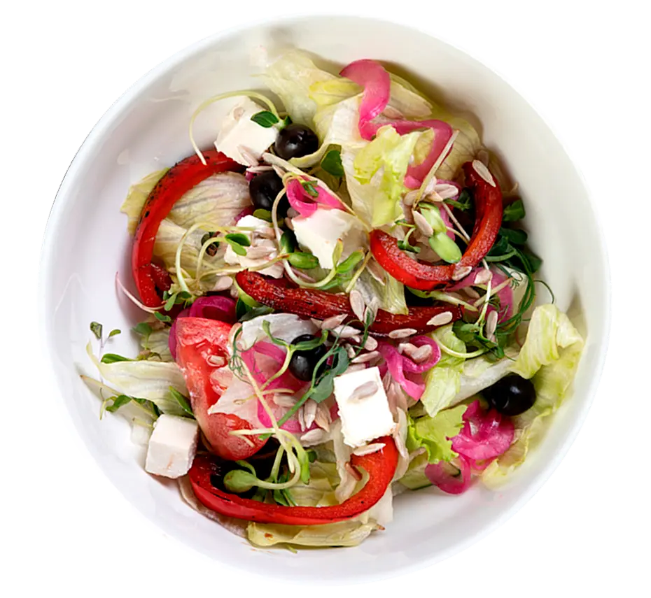 Овочевий салат з карамелізованим перцем та фетою