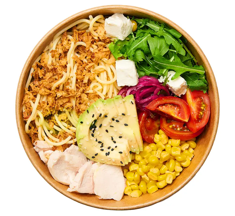 Боул з куркою, авокадо та чері